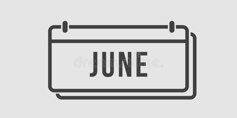Vector icon day calendar, summer month June stock illustration