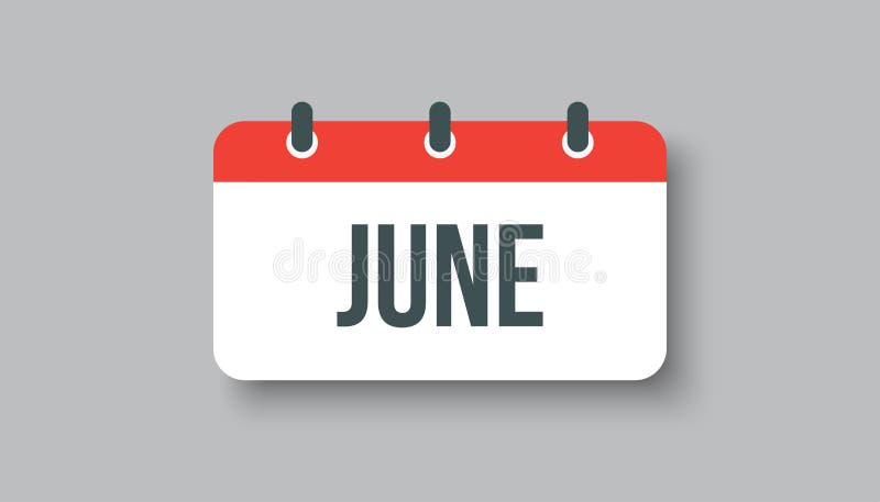 Vector icon day calendar, summer month June stock illustration