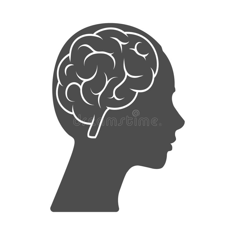 Vector Icon Of A Female Head With A Brain The Silhouette Is Isolated 