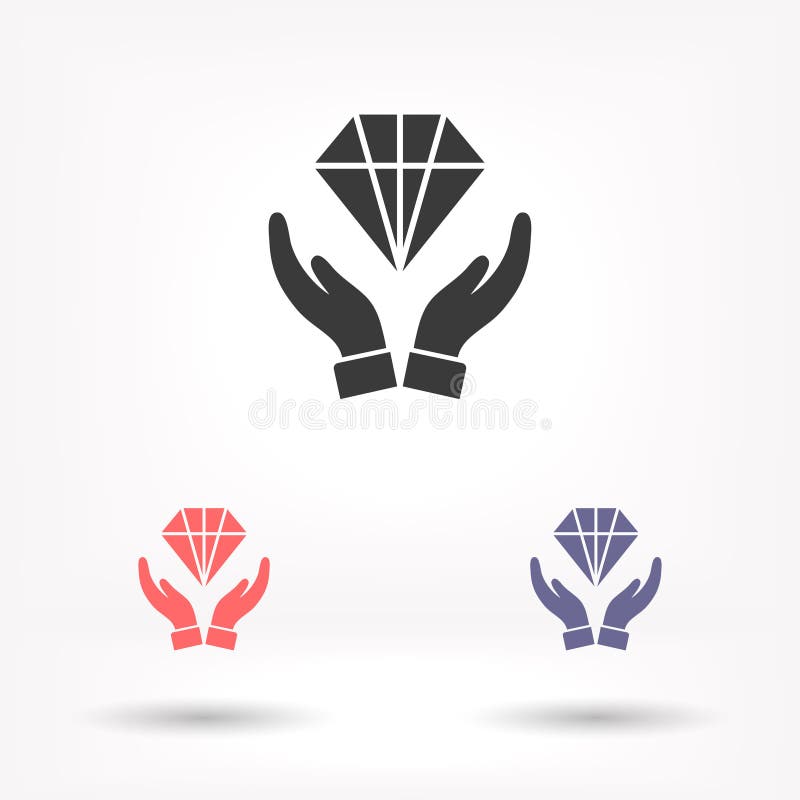 Diamond in the Hand Icon , Lorem Ipsum Flat Design Stock Illustration