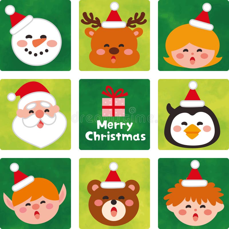 Face of Cute Christmas Characters. royalty free illustration Face of Cute Christmas Characters. royalty free illustration