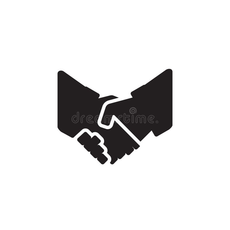 Vector icon or illustration with hand shake in black color royalty free illustration