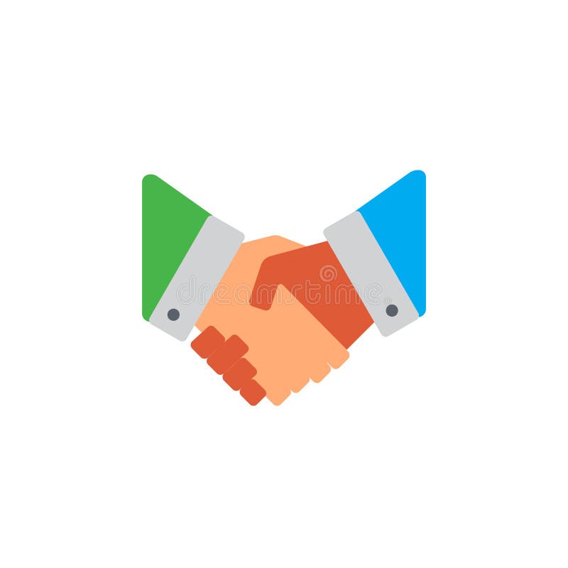 Vector icon or illustration with hand shake in material design style vector illustration