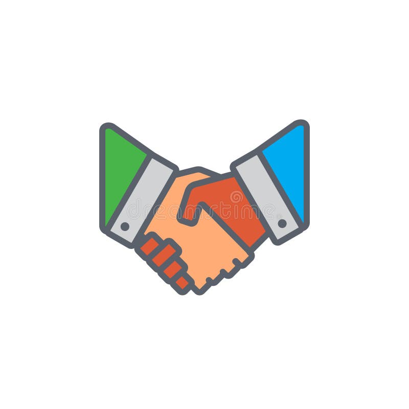 Vector icon or illustration with hand shake in outline style royalty free illustration