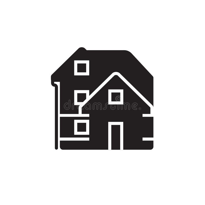 Vector icon or illustration with house in black color stock illustration