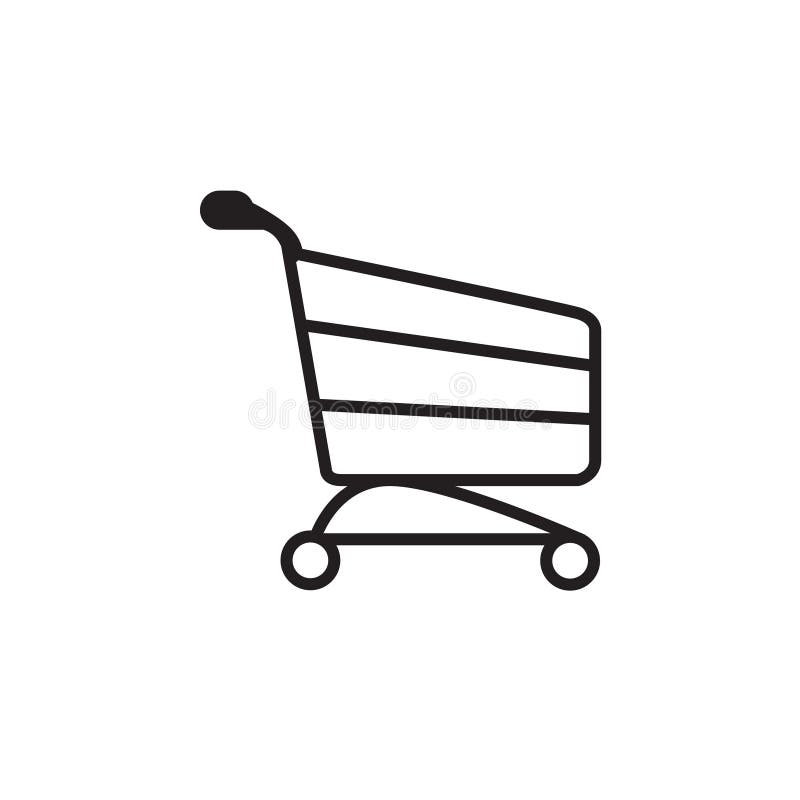 Vector icon or illustration with shopping cart in black color stock illustration