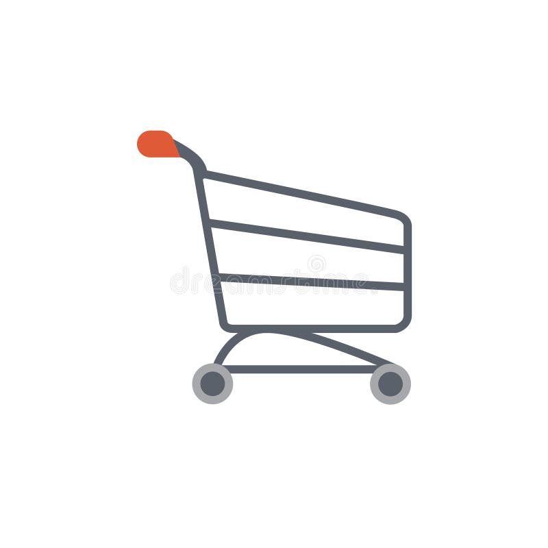 Vector Icon or Illustration with Shopping Cart in Material Design Style