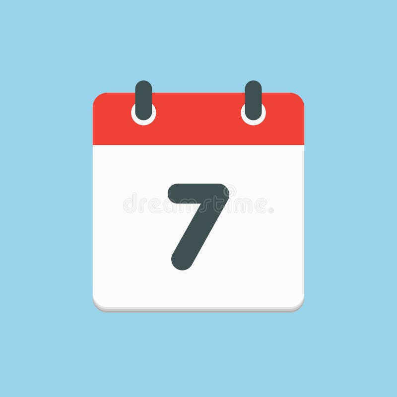 Vector Icon List Calendar Day, Date Number 7 Stock Vector
