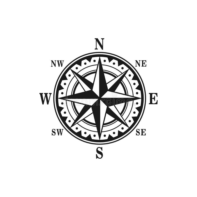 Nautical Wind Rose and Compass Icons Set Stock Vector - Illustration of ...