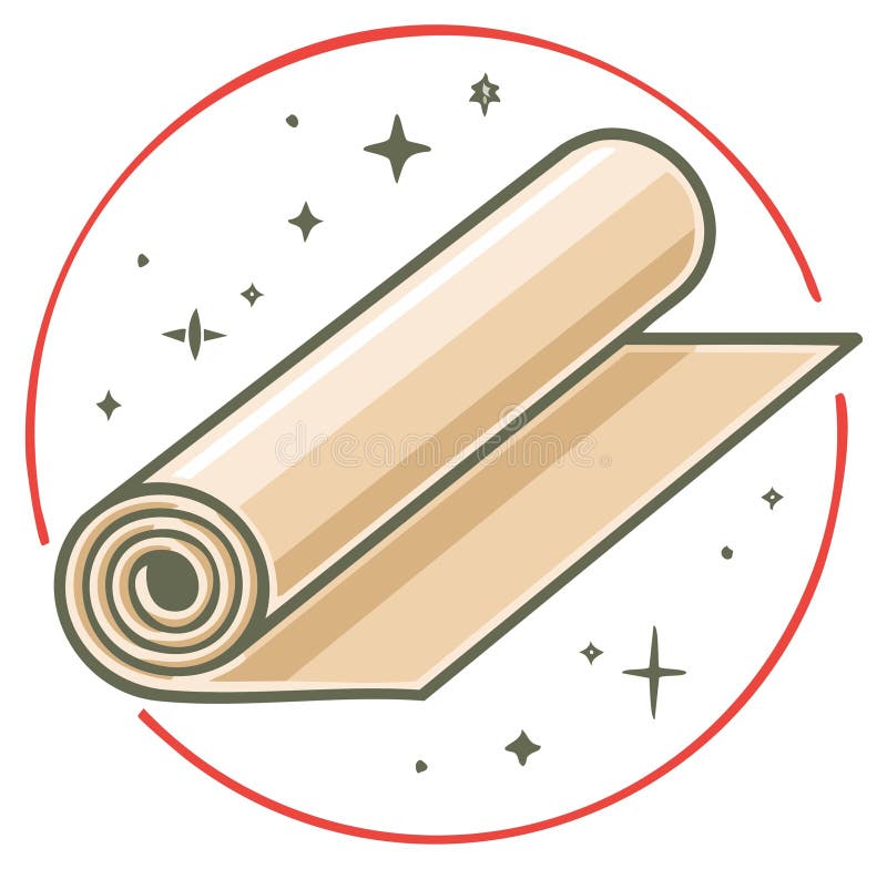 Vector Icon of a New Sparkling Clean Rolled Carpet or Mat stock illustration