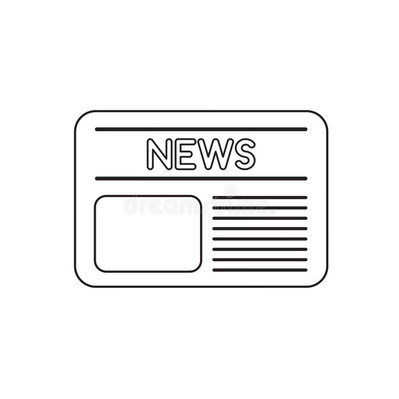 Vector Icon of Newspaper. Black Outline Stock Vector Illustration of commerce, article 146813479