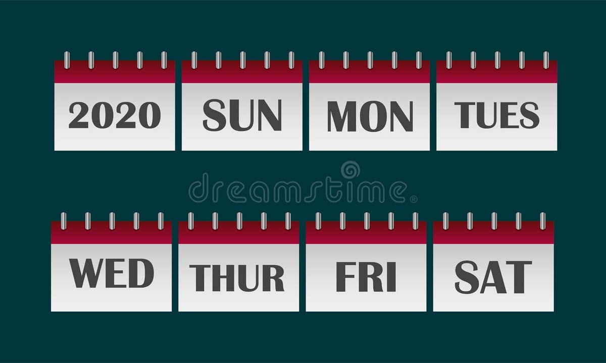 Calendar Days Year Set Stock Illustrations 835 Calendar Days Year Set