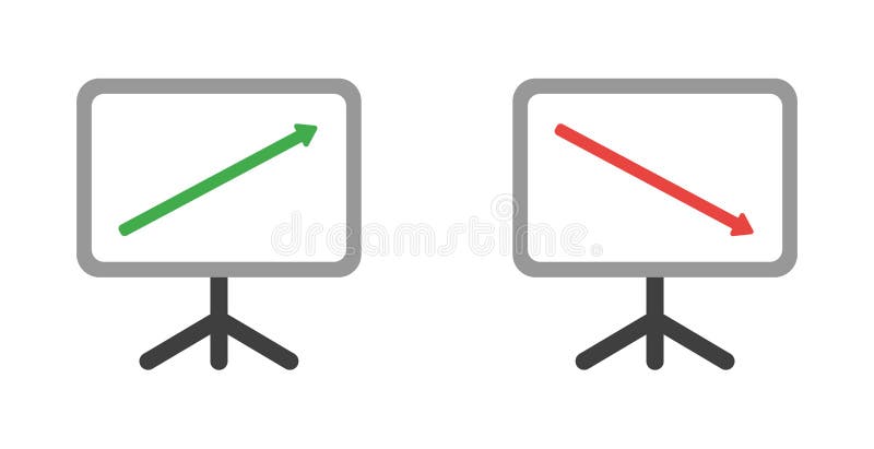 Vector icon set of sales charts moving up and down stock illustration