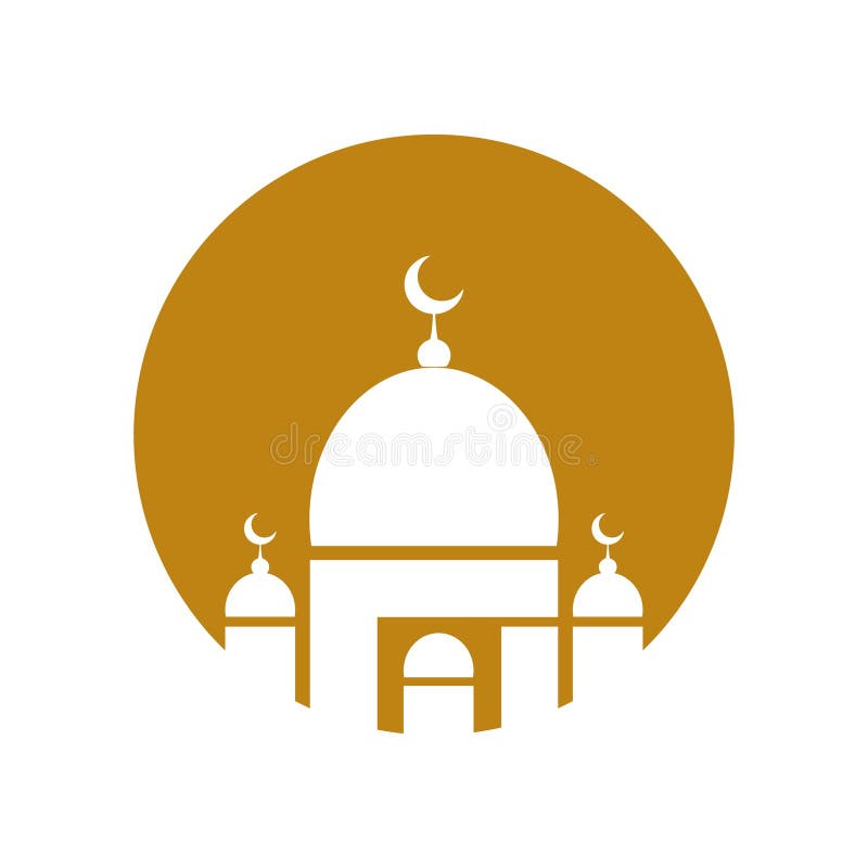 Gold Colored Islamic Mosque Logo Icon Vector Stock Vector