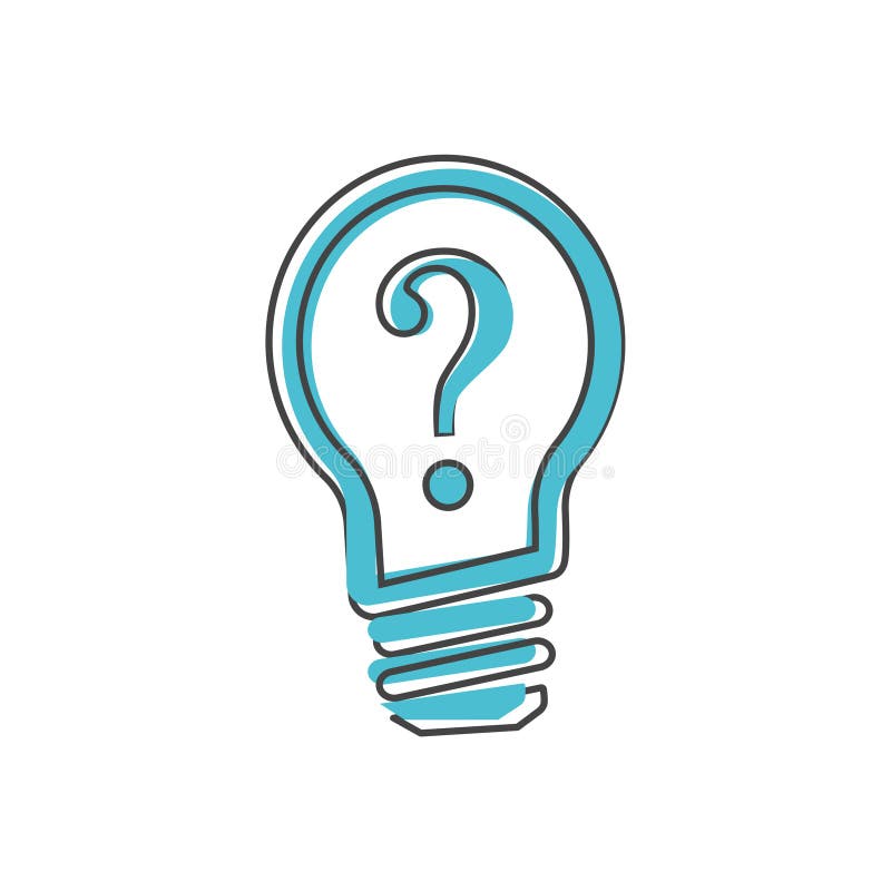 Vector Icon Solution To The Problem Light Bulb With Question Mark On Cartoon Style On White