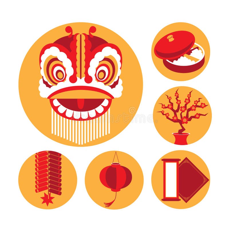Vector icons of Chinese New Years elements