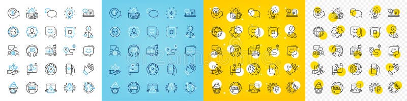 Vector icons set of Dollar exchange, Outsourcing and Face detect line icons. For web app. Vector vector illustration