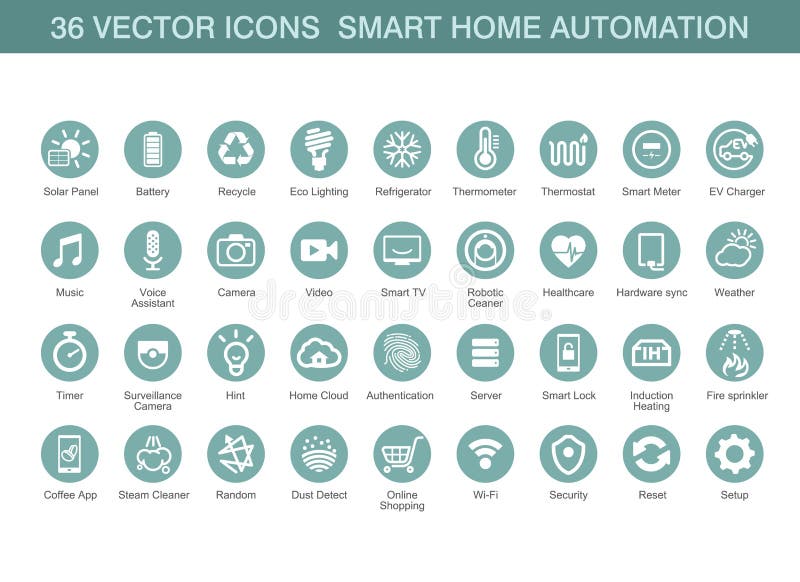 Vector icons for smart home automation royalty free illustration