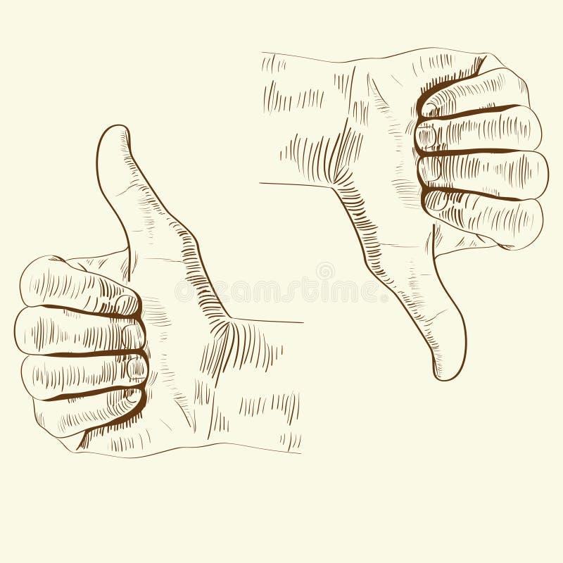 Vector icons of a thumbs up and a thumbs down