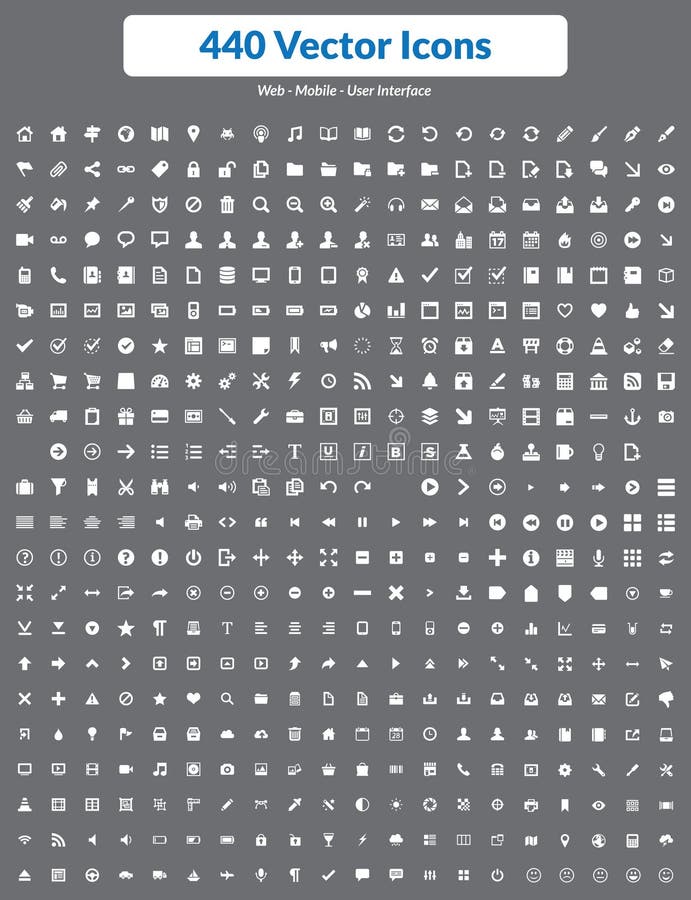 440 Vector Icons (White Set) royalty free illustration 440 Vector Icons (White Set) royalty free illustration
