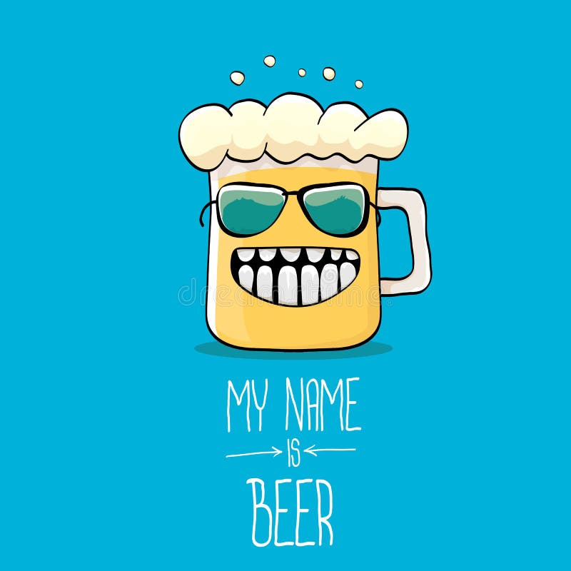 Vector il carattere funky di vetro di birra del fumetto sul blu royalty illustrazione gratis Vector il carattere funky di vetro di birra del fumetto sul blu royalty illustrazione gratis