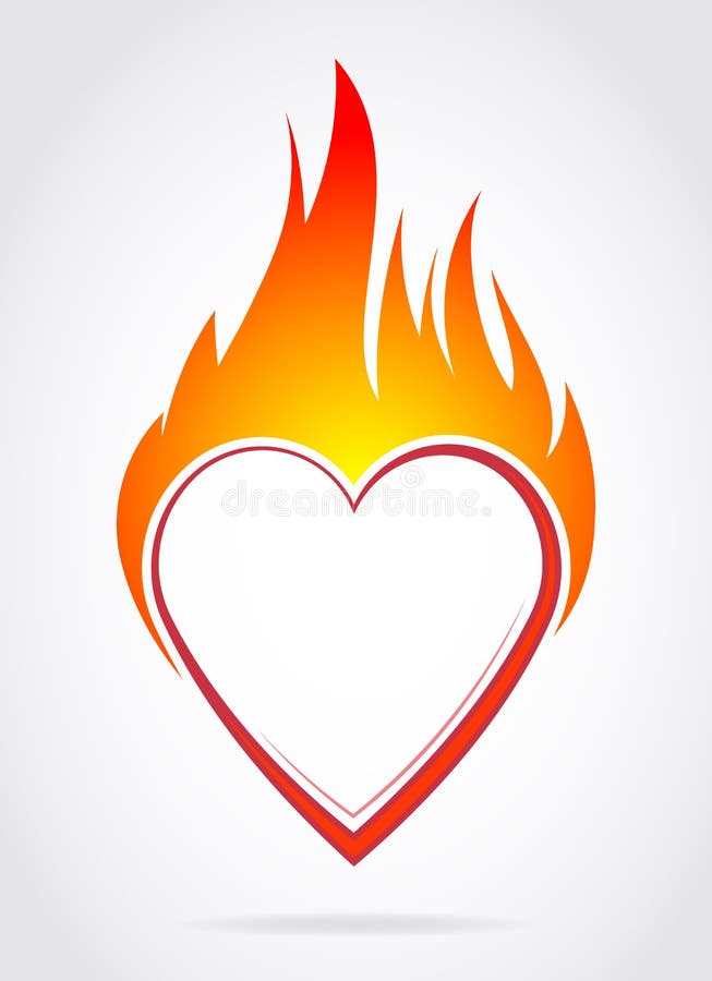 Vector il cuore variopinto ardente con la fiamma per il vostro ` la s de del biglietto di S. Valentino illustrazione di stock