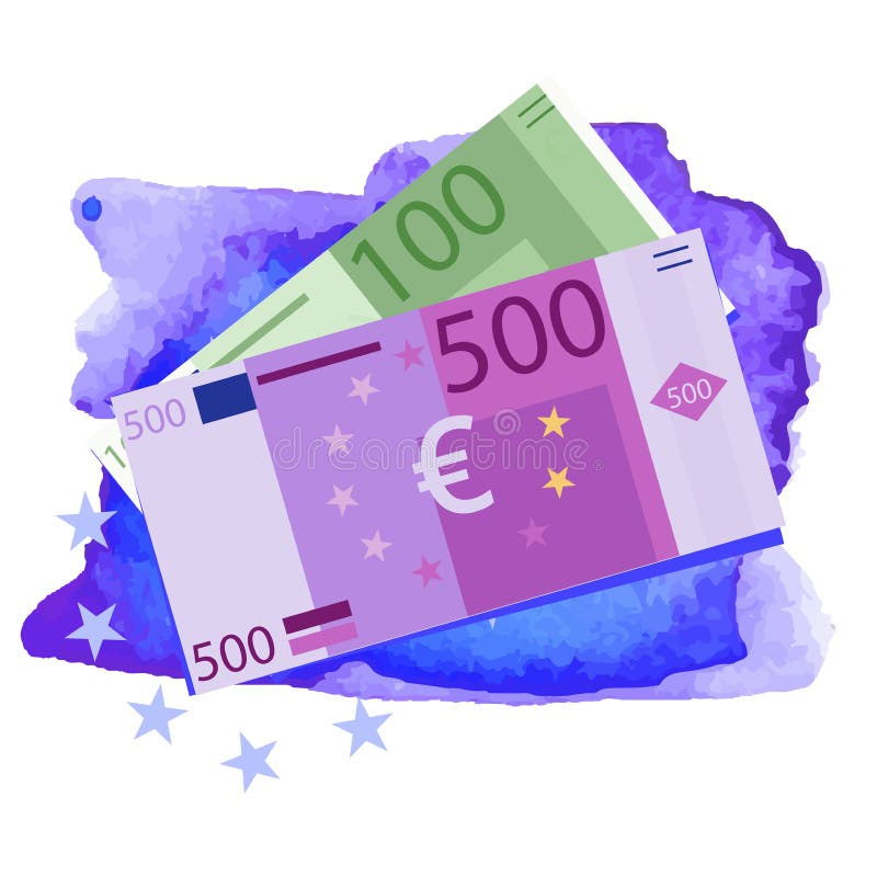 Vector il disegno delle 100 e 500 euro fatture illustrazione di stock Vector il disegno delle 100 e 500 euro fatture illustrazione di stock