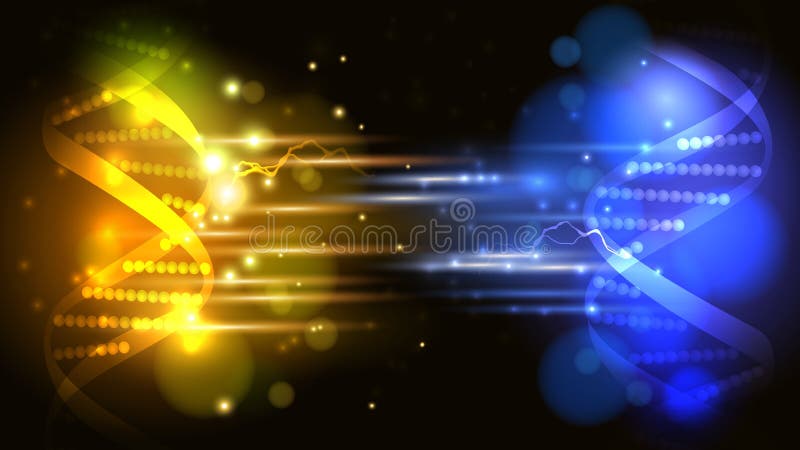 Vector il fondo giallo e blu di lotta del DNA della luce