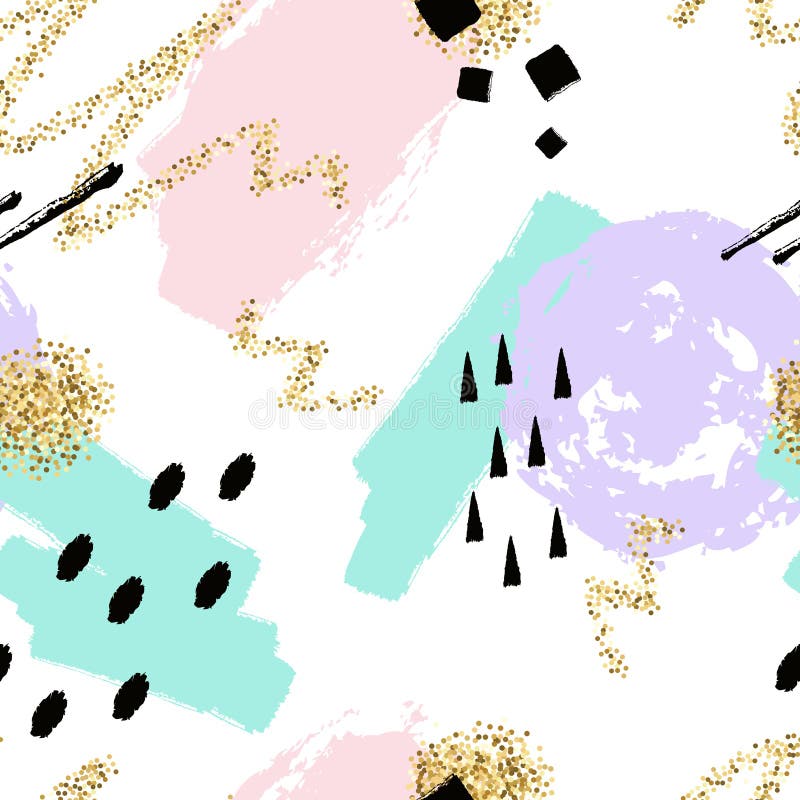 Vector il modello senza cuciture disegnato a mano astratto con geometrico e spazzoli gli elementi dipinti illustrazione vettoriale Vector il modello senza cuciture disegnato a mano astratto con geometrico e spazzoli gli elementi dipinti illustrazione vettoriale