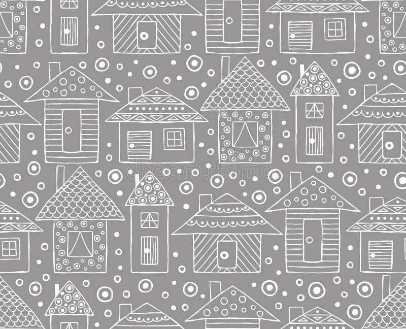 Vector il modello senza cuciture disegnato a mano, puerile stilizzato decorativo lo stile di scarabocchio del disegno a tratteggi illustrazione di stock Vector il modello senza cuciture disegnato a mano, puerile stilizzato decorativo lo stile di scarabocchio del disegno a tratteggi illustrazione di stock