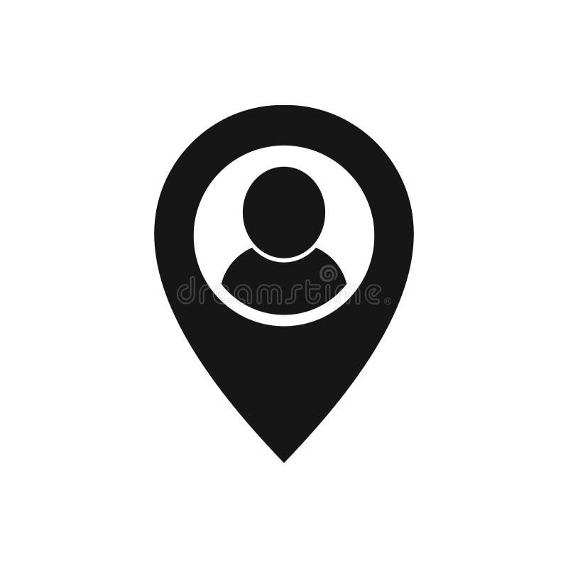 Vector illstration of person location icon. Flat design. Isolated. stock illustration