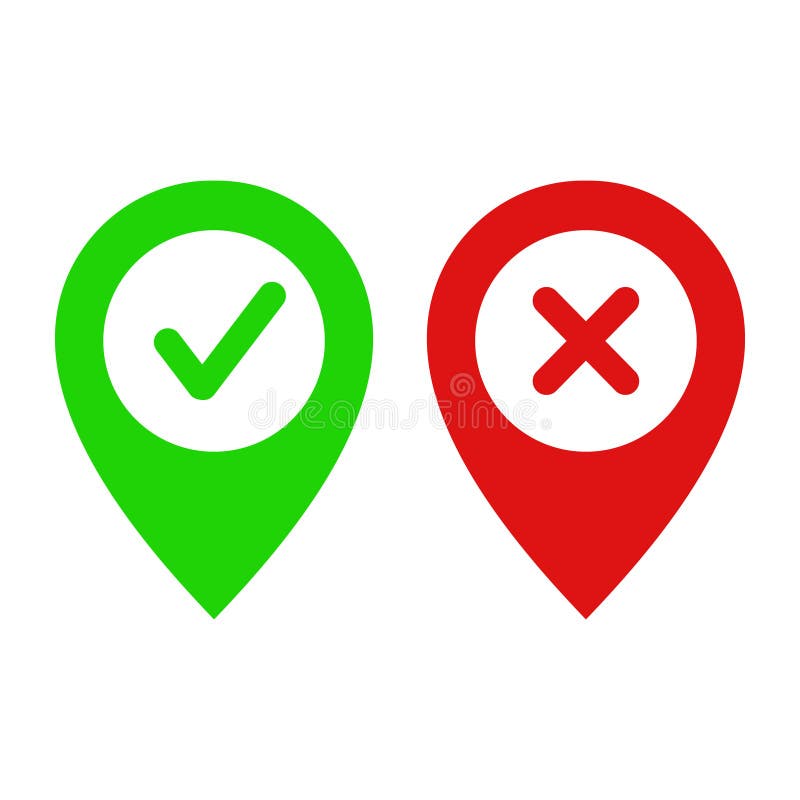 Vector Illstration of Pin with Marks Icon. Flat Design. Isolated. Stock ...