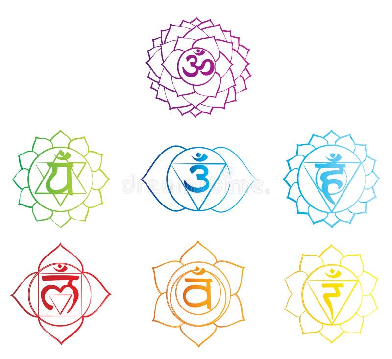 Chakras symbols sketch stock illustration. Illustration of meditation