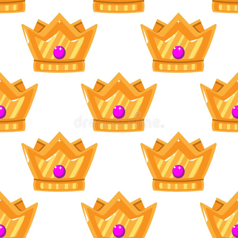Vector illustratie Naadloos patroon van kronen Gouden Kronen met gemmen Het beeldverhaal van het kunstontwerp vector illustratie Vector illustratie Naadloos patroon van kronen Gouden Kronen met gemmen Het beeldverhaal van het kunstontwerp vector illustratie