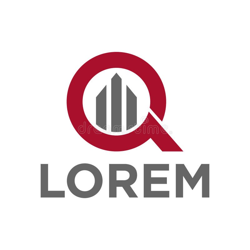 Vector Illustration Alphabet Q and Building Icon Logo Design Stock