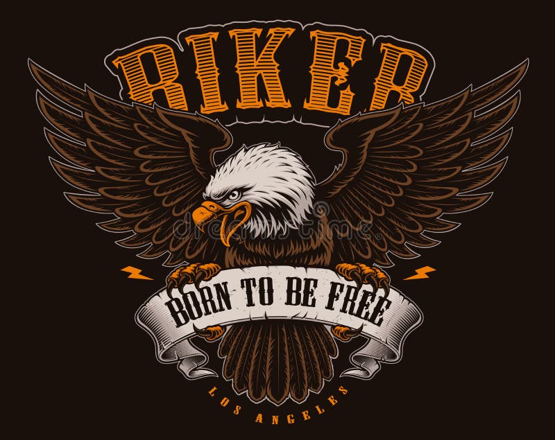 Vector illustration of American Eagle with ribbon stock illustration