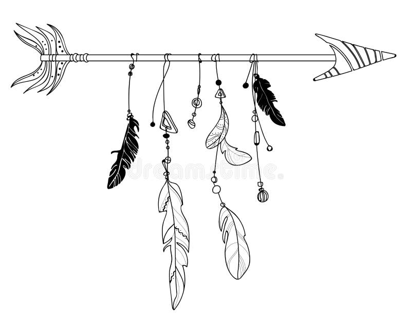 Download Vector Illustration Of An Arrow With Feathers. Indian ...