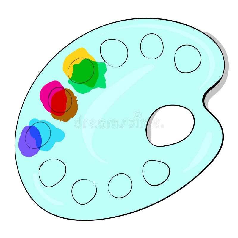 Vector Illustration of an Art Palette with Paints Isolated on a White