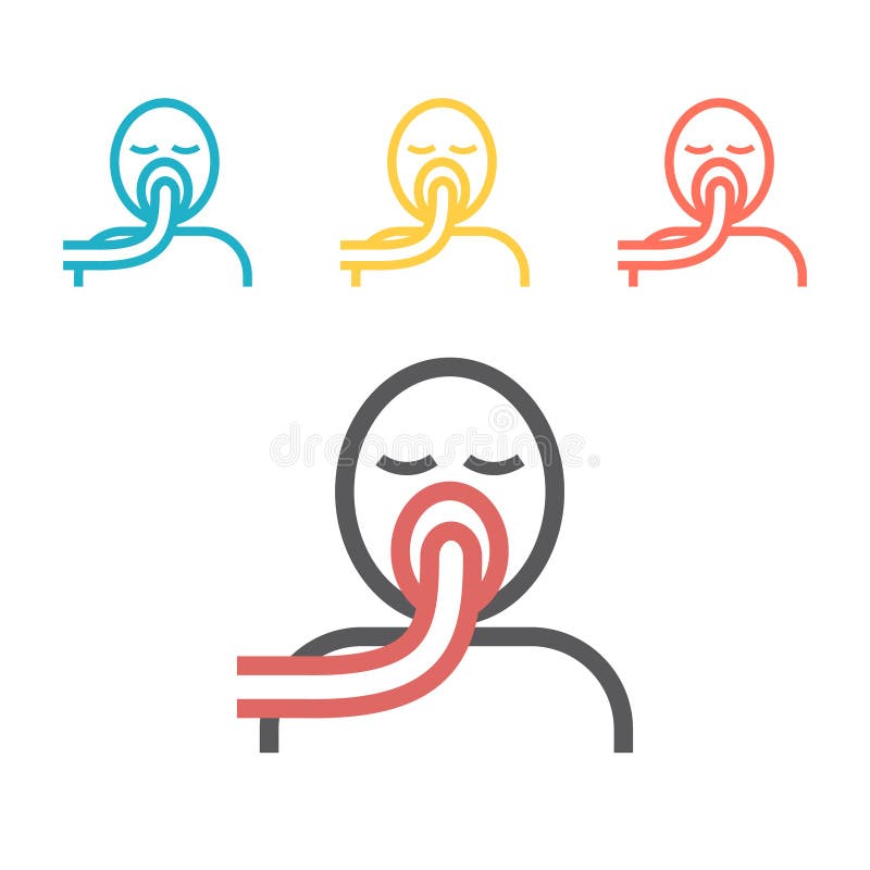 Vector illustration of artificial ventilation by airway medical. Line icon vector illustration