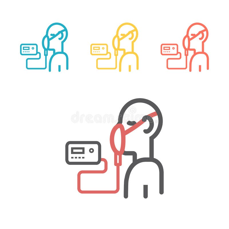 Vector illustration of artificial ventilation by airway medical. Line icon vector illustration