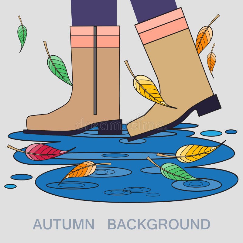 https://thumbs.dreamstime.com/b/vector-illustration-autumn-boots-puddle-beautiful-hand-drawn-fallen-leaves-use-design-made-44330173.jpg