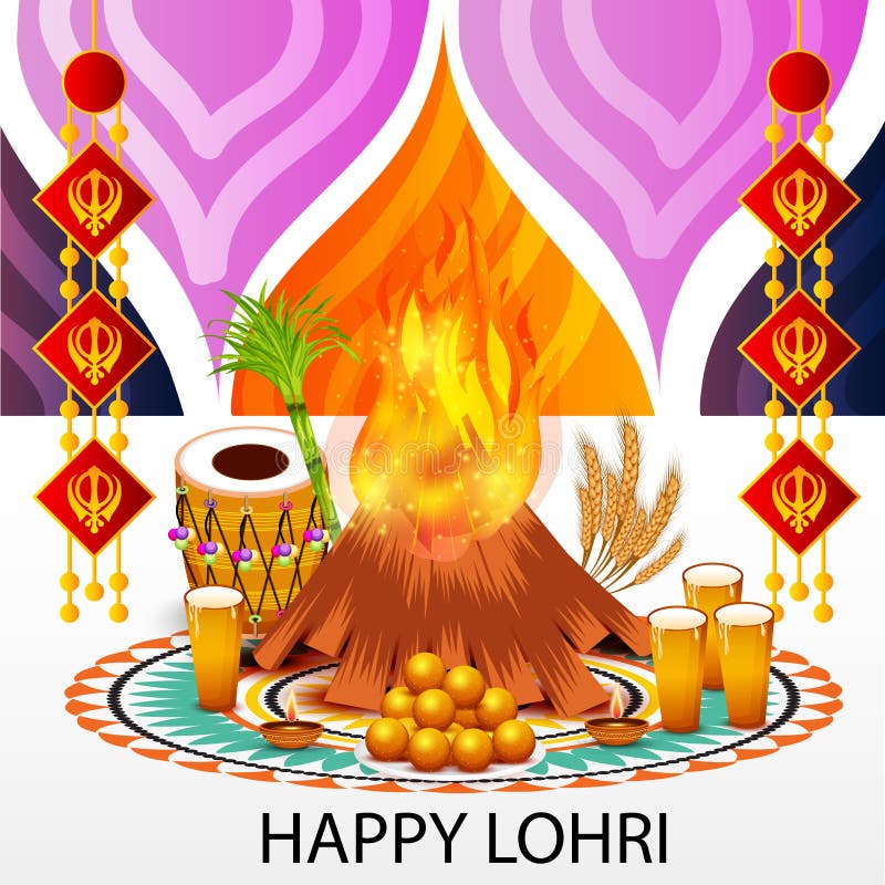 Happy Lohri Festival Celebration. Stock Illustration - Illustration of ...