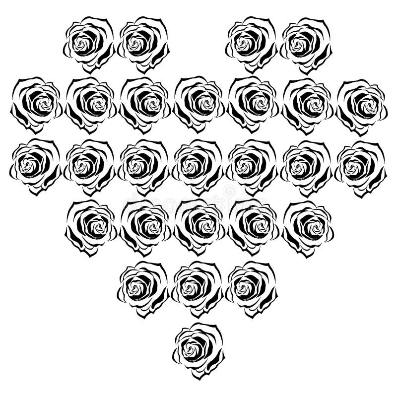 Heart of Roses. Vector Illustration of a Background of Red Roses. Hand ...