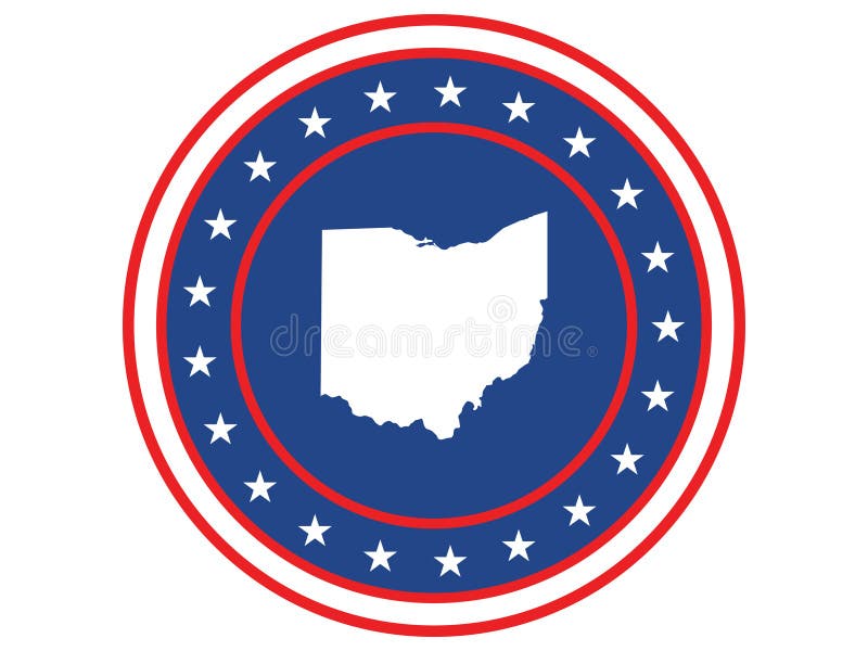 Badge of the state of Ohio in colors of USA flag stock illustration Badge of the state of Ohio in colors of USA flag stock illustration
