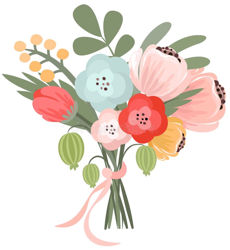 Vector Illustration Of Beautiful Bridal Bouquet Stock