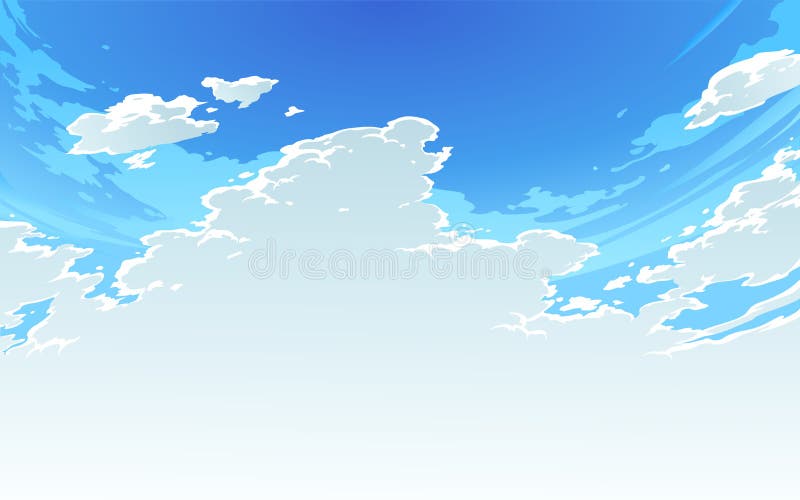 Vector Illustration of Beautiful Bright Cloudy Sky in Anime Style ...