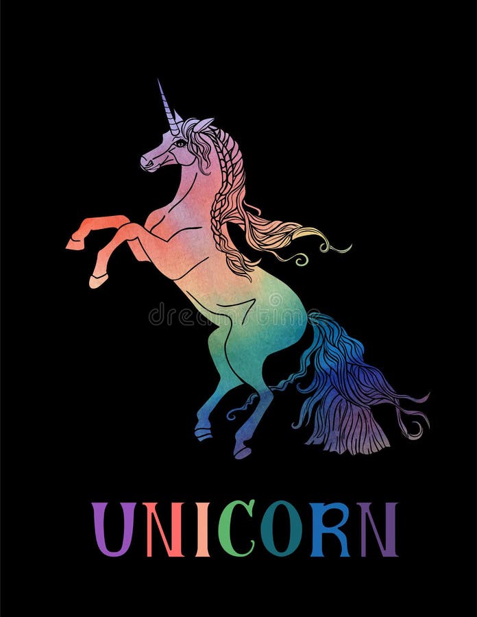 Vector Illustration of Beautiful Unicorn with Vector Watercolor ...