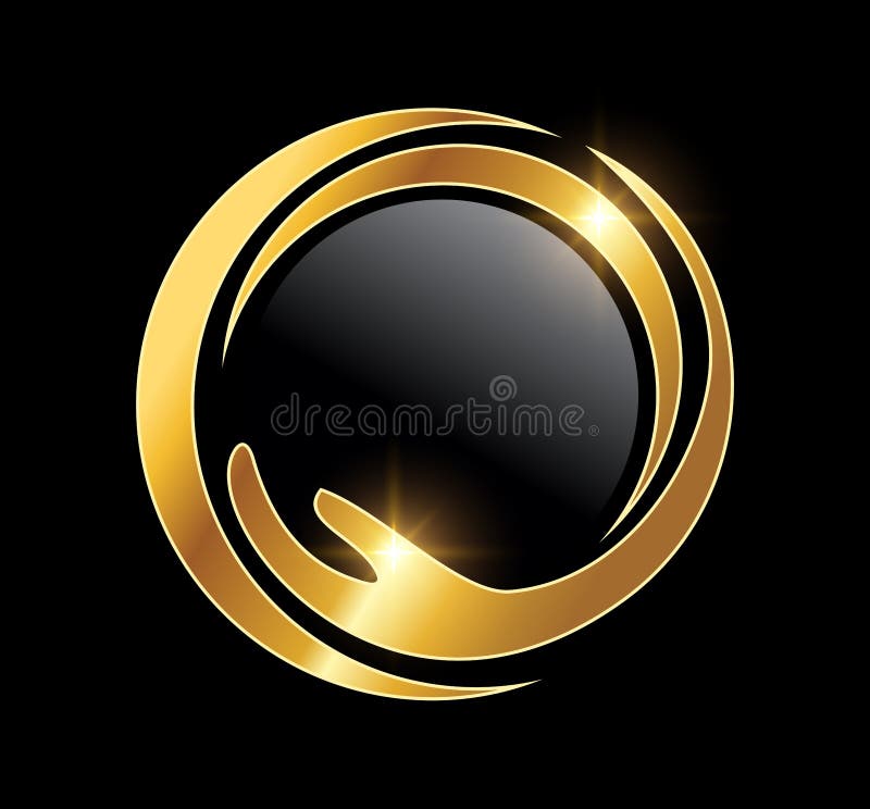 Golden Circle Hand Logo Vector Icon Stock Vector - Illustration of