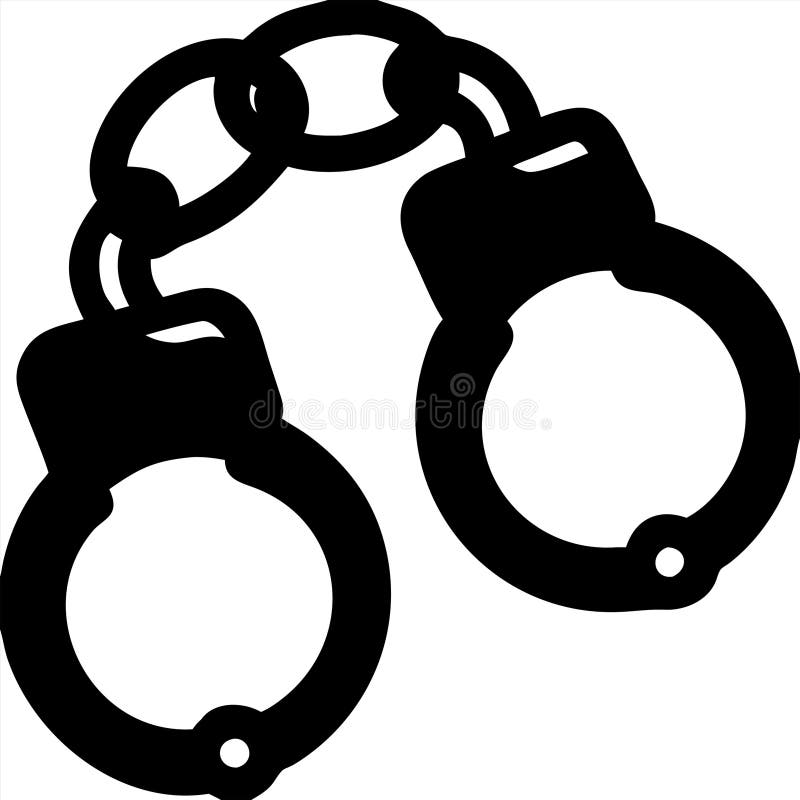 Vector Illustration Black Handcuffs Symbolizing Law Enforcement and Security stock illustration
