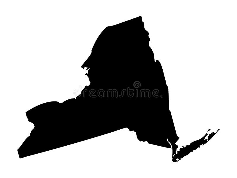 Black Map of USA State of New York Stock Vector - Illustration of